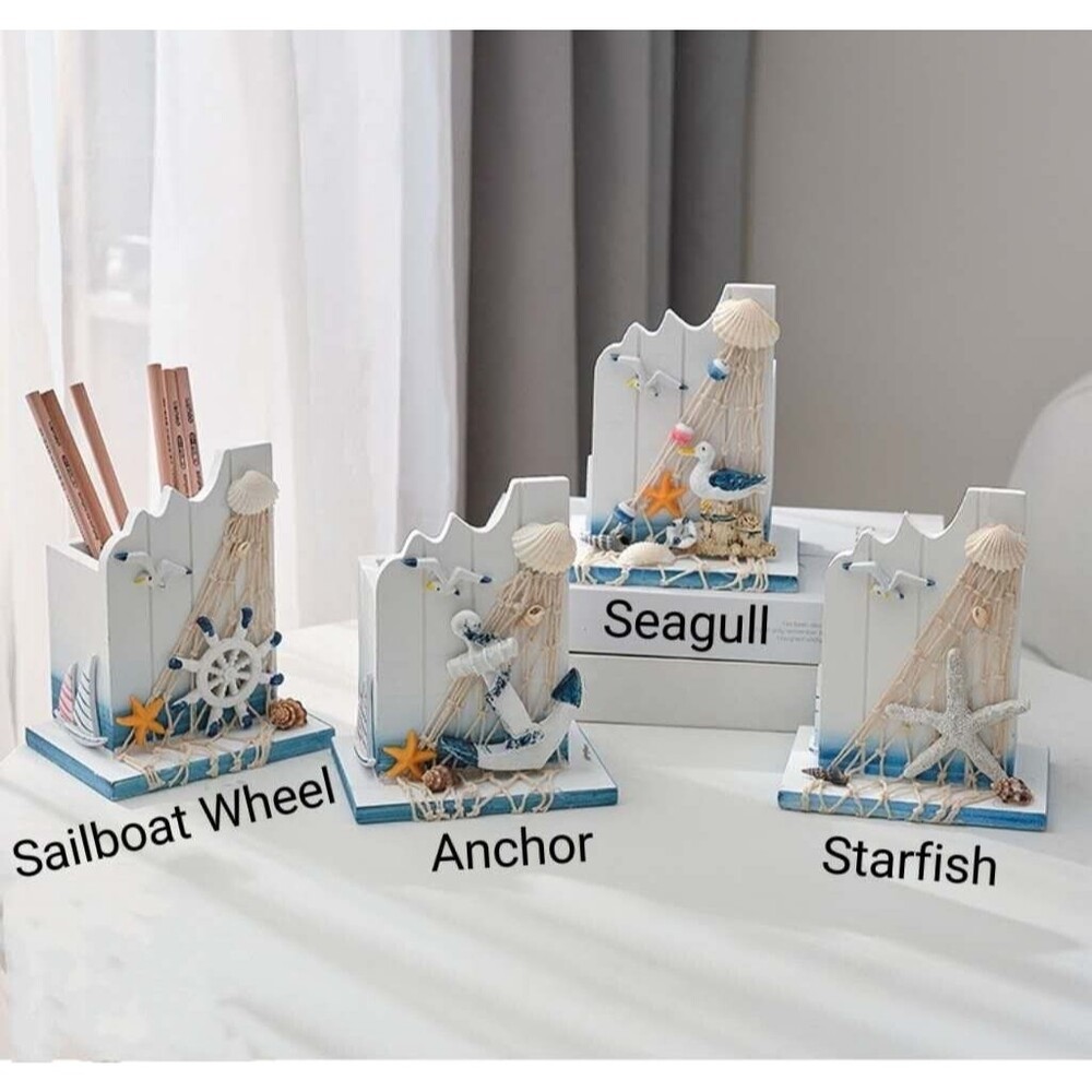 Wooden Pen holder Nautical Theme Nautical Desk Decor Organizer Mediterranean